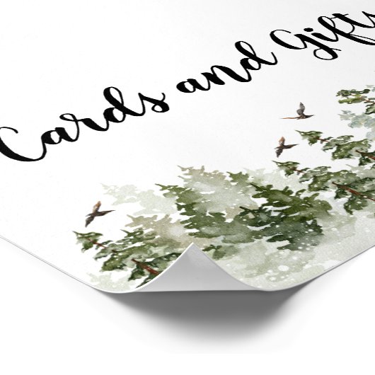 水彩林 |木と鹿 ポスター (角)