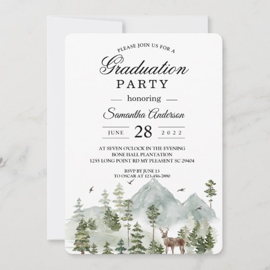 水彩林 |木と鹿 | 招待状 (正面)