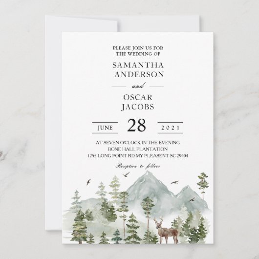 水彩林 |木と鹿 | 招待状 (正面)