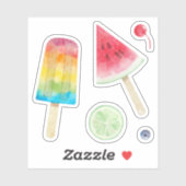 水彩果実凍っていバー及びスイカ果実 シール (シート)