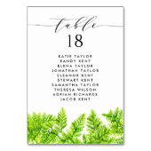 水彩果樹園の緑のシダ結婚の座席 テーブルナンバー (裏面)