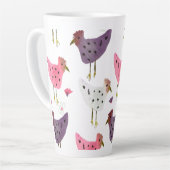 水彩柄のオウスターピンク紫色の花柄 カフェラテマグ (左アングル)