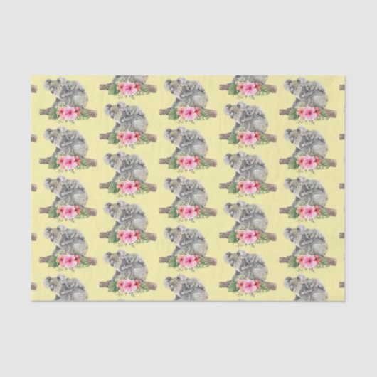 水彩柄のコアラ可愛いママ&ベビー柄 薄葉紙 (正面)