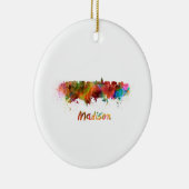 水彩柄のマディソンのスカイライン セラミックオーナメント (右)