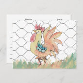 水彩柄のルースターレシピカード ポストカード (正面/裏面)