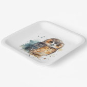 水彩柄の可愛いフクロウをカスタマイズ ペーパープレート (傾斜あり)