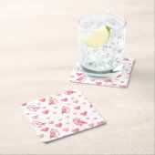 水彩柄の可愛らしい手描きシームレスな模様 スクエアペーパーコースター (インサイチュ)