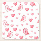 水彩柄の可愛らしい手描きシームレスな模様 スクエアペーパーコースター (正面)