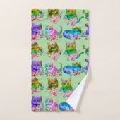 水彩柄の子猫オーナー バスタオルセット (ハンドタオル)