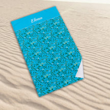 水彩柄の緑葉名スカイブルー