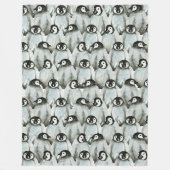 水彩柄ペンギン フリースブランケット (正面)