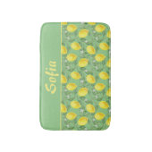 水彩柄レモンイエローグリーン バスマット (正面縦)