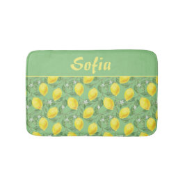 水彩柄レモンイエローグリーン バスマット
