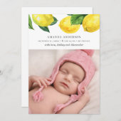 水彩柑橘系の庭。新生児.レモン誕生 案内状 (正面/裏面)