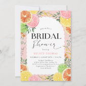 水彩柑橘系ピンクブライダルシャワー 招待状 (正面)