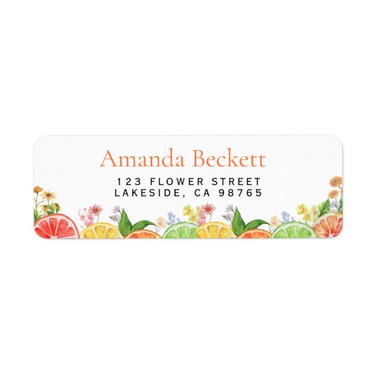 水彩柑橘系ベビーシャワー ラベル (正面)