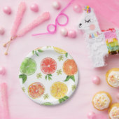 水彩柑橘系リトルかわいこちゃんベビーシャワー ペーパープレート (パーティー)