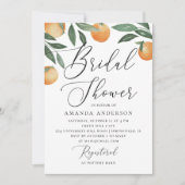 水彩柑橘系庭園スクリプトブライダルシャワー 招待状 (正面)