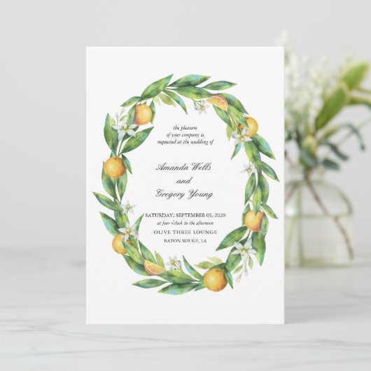 水彩柑橘結婚式招待状 招待状 (スタンド正面)