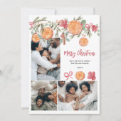 水彩柑橘類とフローラ5フォトクリスマス シーズンカード (正面)