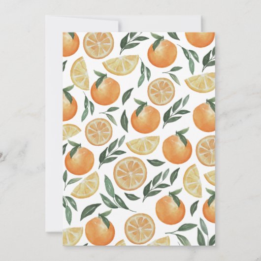 水彩柑橘類のフローラガーデンスクリプトの洗礼 招待状 (裏面)