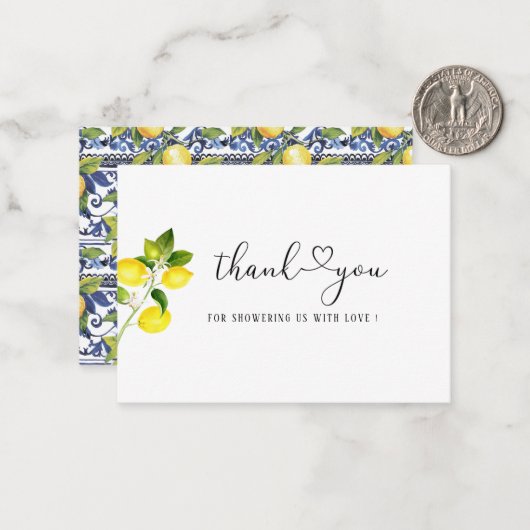 水彩柑橘類エレガントレモンベイビーシャワー感謝してい ノートカード (正面/裏面インサイチュ)