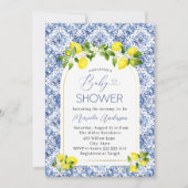 水彩柑橘類エレガントレモンベビーシャワー 招待状 (正面)