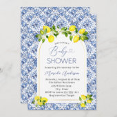 水彩柑橘類エレガントレモンベビーシャワー 招待状 (正面/裏面)