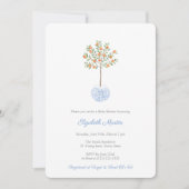 水彩柑橘類オレンジツリー男の赤ちゃんシャワー 招待状 (正面)