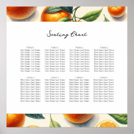水彩柑橘類オレンジ葉色座席表 ポスター