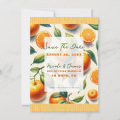水彩柑橘類オレン葉ジの日付保存 招待状 (正面)