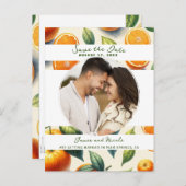 水彩柑橘類オレン葉ジの日付保存 案内ポストカード (正面/裏面)