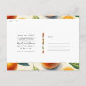 水彩柑橘類オレン葉ジの日付保存 案内ポストカード (裏面)