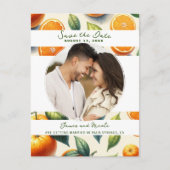 水彩柑橘類オレン葉ジの日付保存 案内ポストカード (正面)