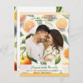 水彩柑橘類オレン葉ジの日付保存 案内ポストカード (正面/裏面)