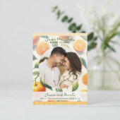 水彩柑橘類オレン葉ジの日付保存 案内ポストカード (スタンド正面)