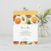 水彩柑橘類オレン葉ジの結婚サンキュー 招待状 (スタンド正面)