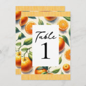 水彩柑橘類オレン葉ジュール番号 招待状 (正面/裏面)