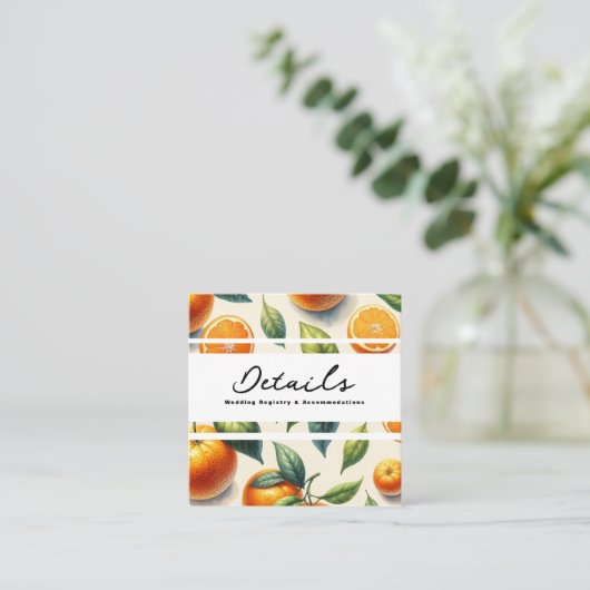 水彩柑橘類オ葉レン結婚詳細 スクエア名刺 (スタンド正面)
