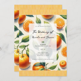 水彩柑橘類オ離れレン結婚ジュ 招待状