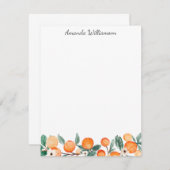 水彩柑橘類パーソナライズされた ノートカード (正面/裏面)