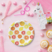 水彩柑橘類フルーツパターン ペーパープレート (パーティー)