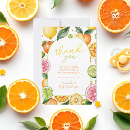 水彩柑橘類フルーツベビーシャワー サンキューカード