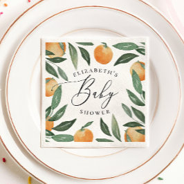 水彩柑橘類フローラガーデンスクリプト赤ちゃんシャワー スタンダードカクテルナプキン
