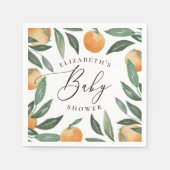 水彩柑橘類フローラガーデンスクリプト赤ちゃんシャワー スタンダードカクテルナプキン (正面)