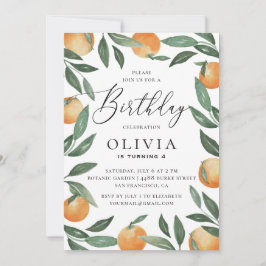 水彩柑橘類フローラガーデン子供の誕生日 招待状