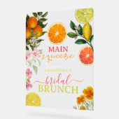 水彩柑橘類フローラブライダルシャワーブランチアーチ アクリルサイン (傾斜)