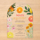 水彩柑橘類フローラブライダルシャワーブランチアーチ アクリル招待状 (正面)