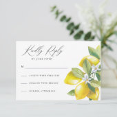 水彩柑橘類レモンウェディングRSVP 出欠カード (スタンド正面)
