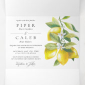 水彩柑橘類レモンブロッサム結婚ズ 三つ折り招待状 (内部中)